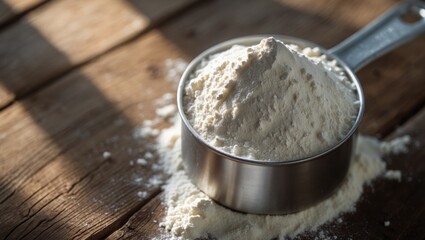 Measuring Cup Containing All Purpose Baking Flour