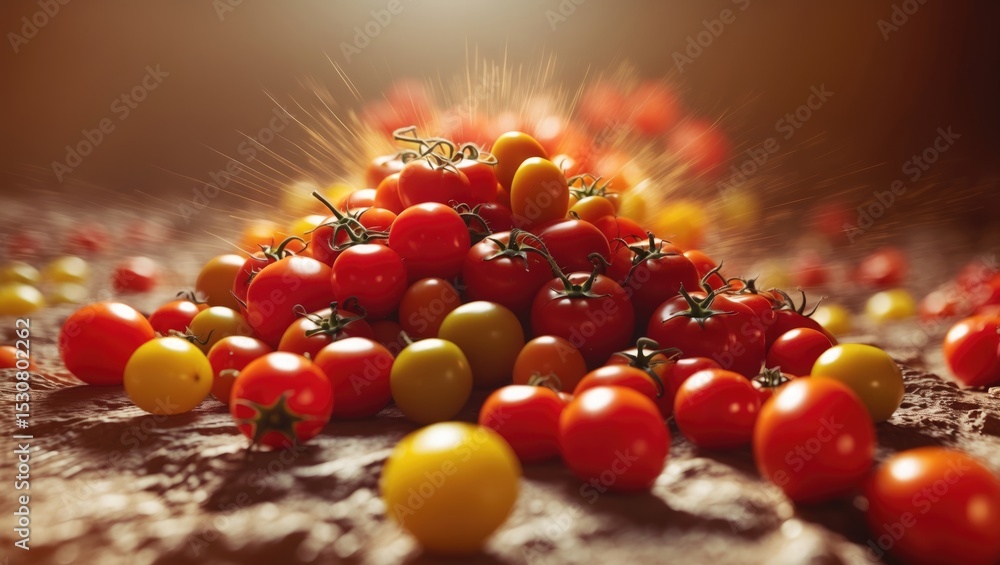 Poster abstract image of tomatoes with artistic and stylistic representation.