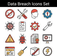Data Breach Icons set