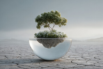 Floating green island promotes ecological harmony in arid landscape