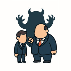 Illustration of Angry Boss with Devil Shadow Concept. This is suitable for business presentation, design, clip art, element design and many more artwork.