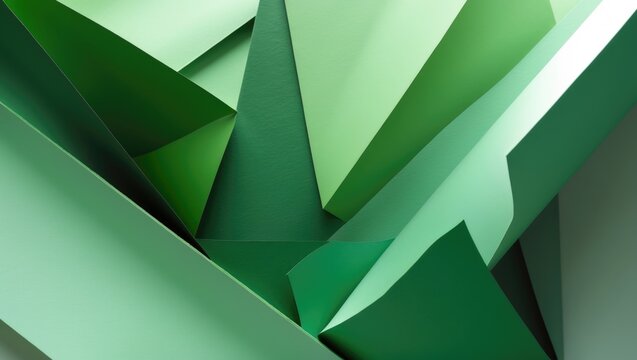 Abstract 3d colorful paper with a green background