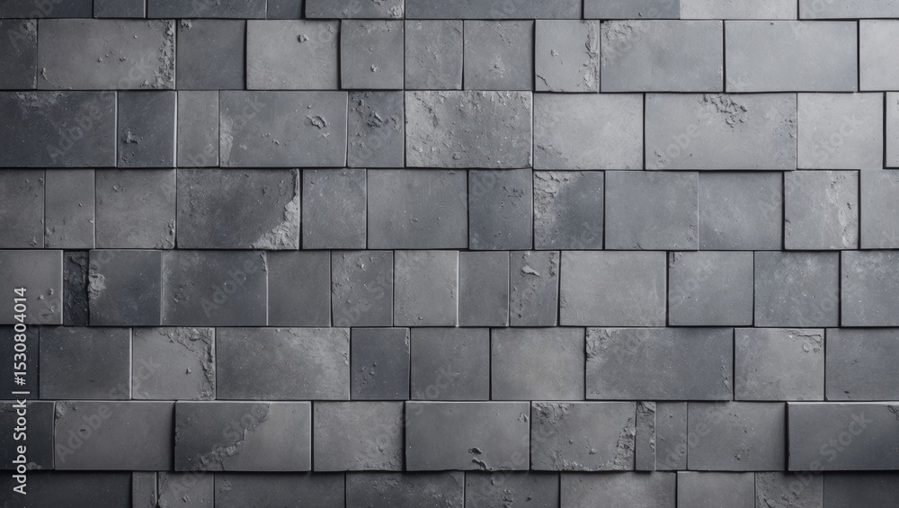 Poster background of textured gray stone block wall in a uniform arrangement with a textured appearance, su