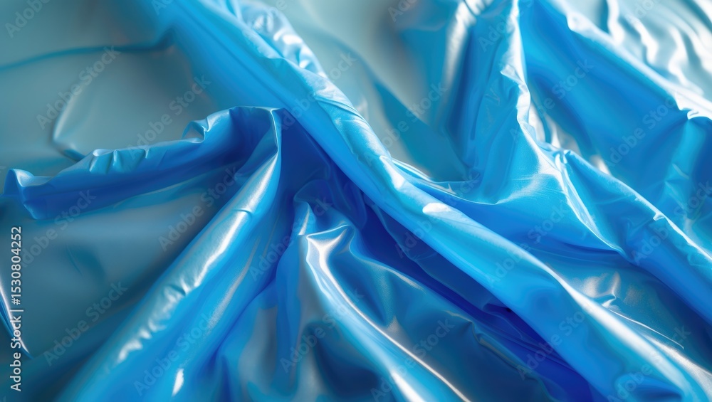 Poster abstract blue crumpled plastic bag texture background with a unique pattern.