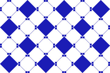 Mexican seamless geometric pattern with square. Mexico ceramic tile in blue. Vector illustration. Mosaic design art.