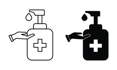 Hand sanitizer icon. Liquid soap icon. Vector icon isolated on white background.
