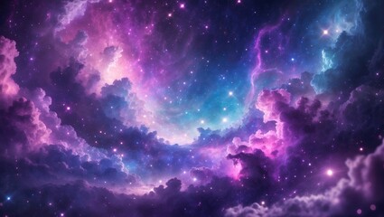 Fototapeta premium A realistic broad colorful universe featuring a starry nebula.