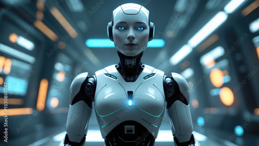 Poster artificial intelligence and robotic system; machine learning ai idea.
