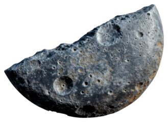 PNG  Rock heavy element Moon shape moon white background astronomy.