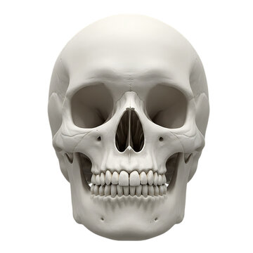 Human skull isolated on transparent background, detailed 3d rendering