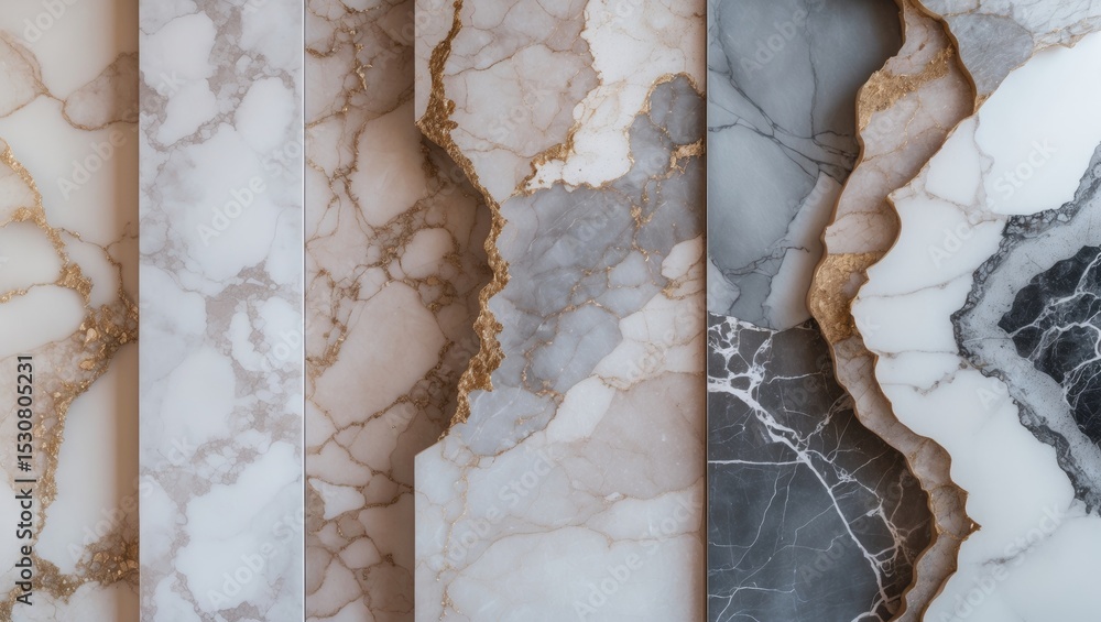 Poster backgrounds resembling real marble textures created with generative tools.