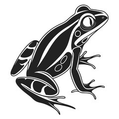 Black frog presents white bordered body parts against an isolated white background, ideal