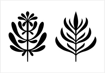 Stencil abstract flower with leaves icon isolated Cartoon clipart Vector stock illustration