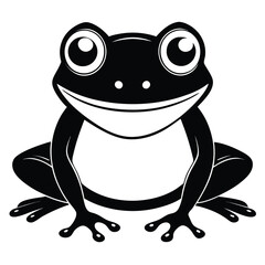 Isolated cartoon frog displays a cheerful face with big eyes in format