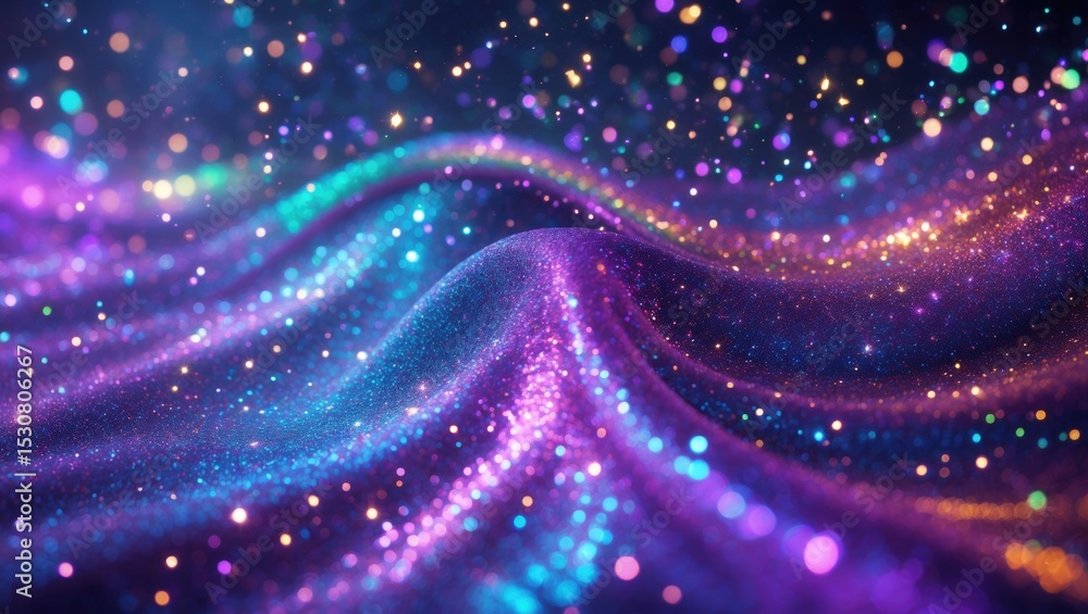 Aufkleber abstract neon rainbow colored glitter particles flow with shallow depth of field underwater dust, cr