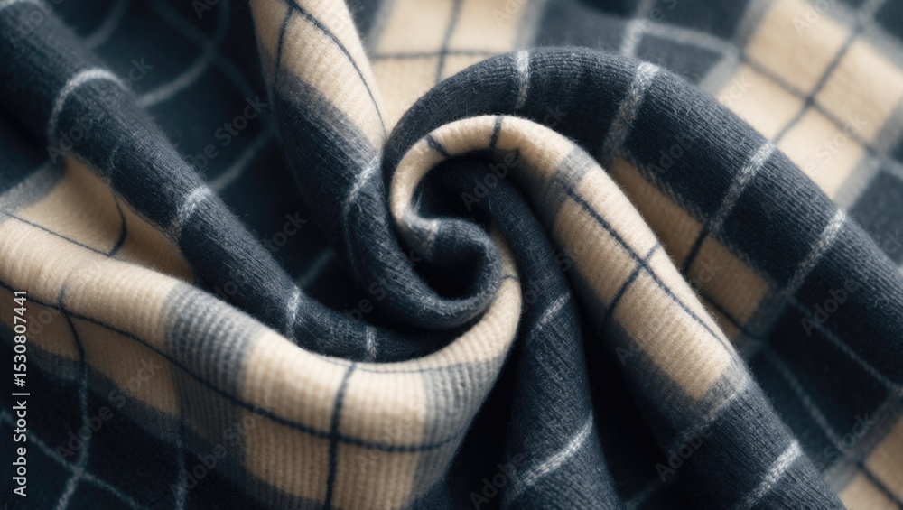Poster close-up view of a tartan fabric color scheme highlighting the intricate plaid pattern commonly link