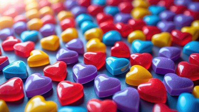 Background of candy arranged in a heart shape.