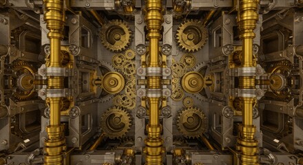 Intricate gears in a metallic framework