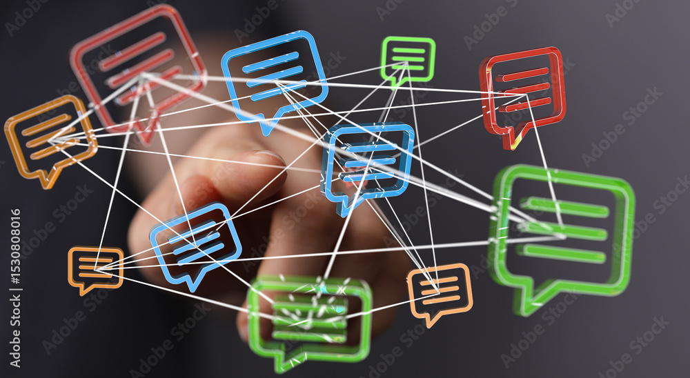 Aufkleber Abstract image depicting a network of interconnected messages, symbolizing global communication and collaboration.