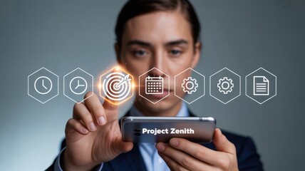 Person interacting with a digital interface on a smartphone.