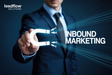 A person's hand displays an inbound marketing concept.