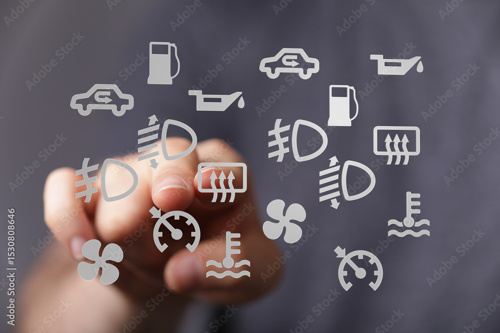 Poster Learn to identify and understand common car dashboard warning lights and indicators.