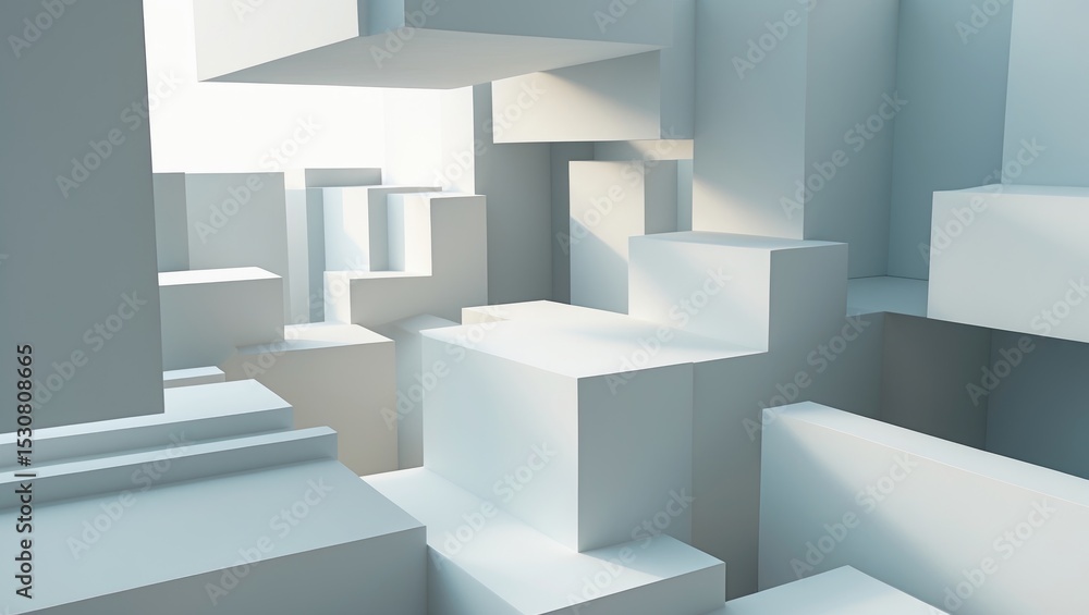 Poster abstract background featuring a geometric pattern of cubes, rendered in 3d.