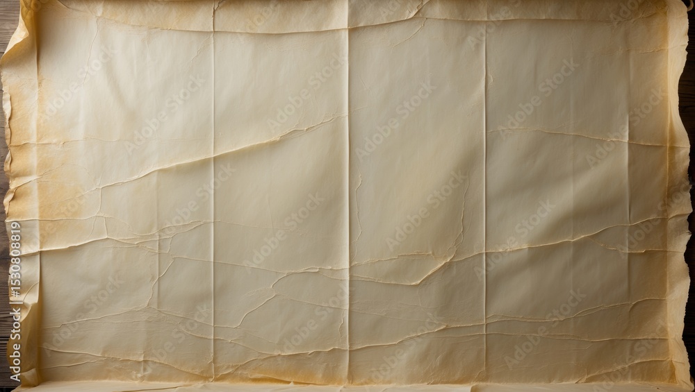 Poster aged and worn paper with creases and wrinkles, entirely blank for text or images. includes a clippin