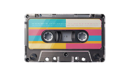 Retro Cassette Tape, Clear Background, Vintage Design Element.