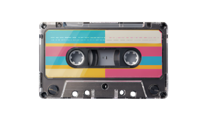 Retro Cassette Tape, Clear Background, Vintage Design Element.