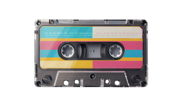 Retro Cassette Tape, Clear Background, Vintage Design Element.