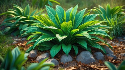 Fototapeta premium A bunch of green spinach plant stalks