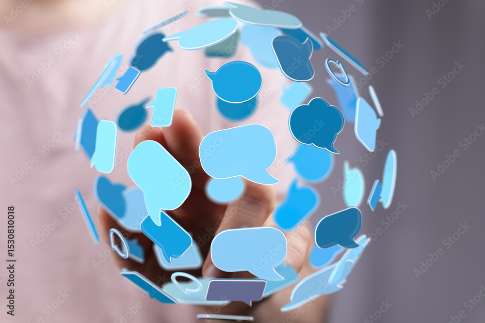 Aufkleber connecting people through digital communication. networking and collaboration visualized.