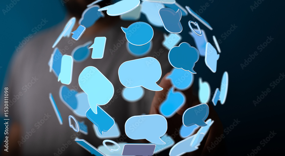 Poster Conceptual image of a global communication network.  Ideal for social media, technology, and connection themes.