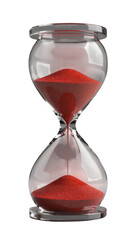 Scarlet Hourglass on Transparent, Classic Time Design Element