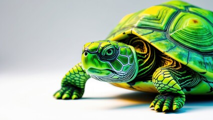 Fototapeta premium Aquatic turtle shown against a white background