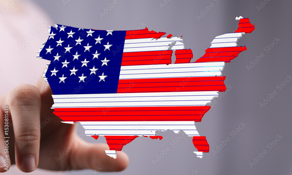 Poster digital image of a us map styled as the american flag. perfect for patriotic projects.