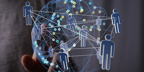Image of a global network, showing interconnected people.  Ideal for social media, teamwork, and...