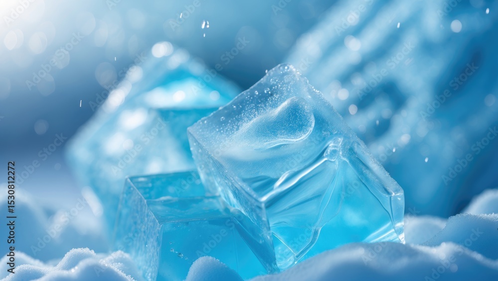 Poster abstract ice cube serving as the background.