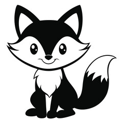 The cute fox icon with shiny eyes is sitting down and smiling happily