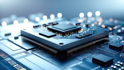 AI Background in Artificial Intelligence in technology, with emphasis on computer science knowledge and central processing units (CPU), alongside integrated communications processors.