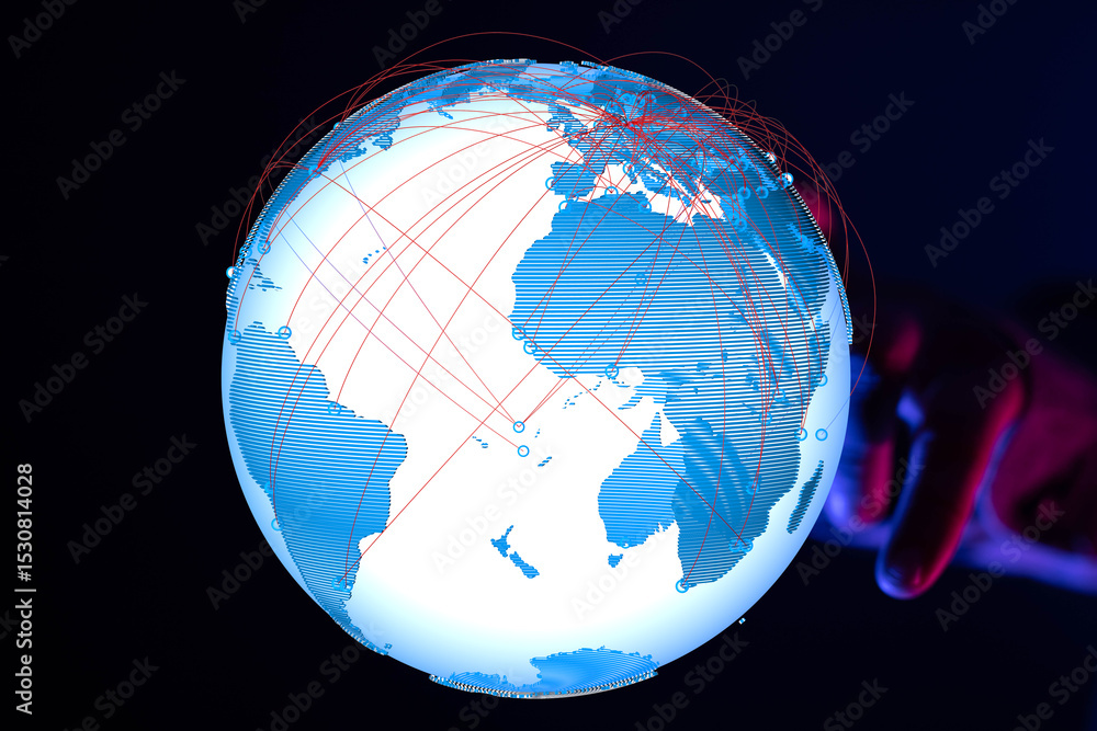 Aufkleber Visual representation of global data flow and interconnectedness.