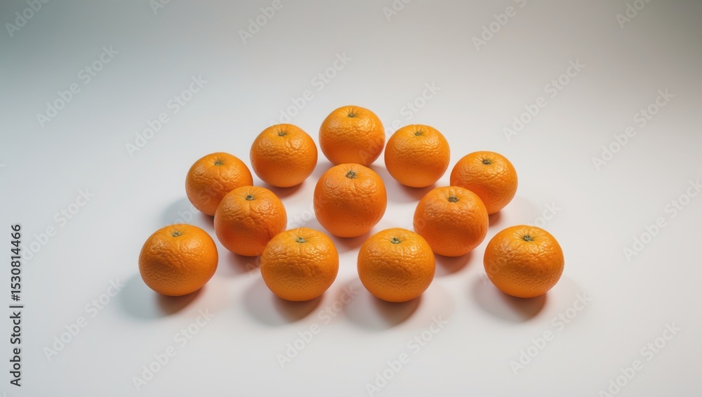Poster aromatic tangerine arrangement, freshly picked citrus displayed in a tidy square.