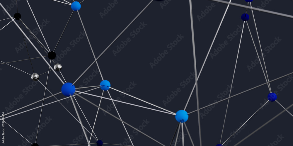 Aufkleber 3D rendering of interconnected nodes, representing network, connection, or technology concept.