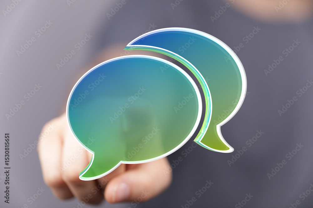 Aufkleber Abstract image of two speech bubbles, representing communication and dialogue.