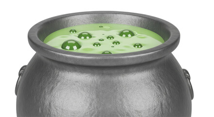 Isolated Witch Cauldron with Green Potion
