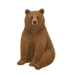 Freehand watercolor illustration of a cute sitting brown bear. A hand-drawn watercolour teddy bear. For design, postcards, wrapping paper