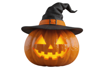 Tangerine Jack-o'-Lantern on Transparent, Spooky Graphic Asset