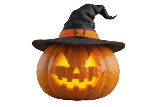 Tangerine Jack-o'-Lantern on Transparent, Spooky Graphic Asset