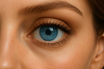 Obraz premium close up of female eye with blue eyes